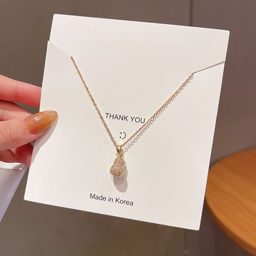 年新品時尚設計雙面葫蘆鈦鋼項鏈女簡約玉髓吊墜氣質鎖骨鏈潮