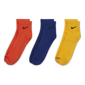 Nike Unisex Plus Lightweight Ankle Socks 3 Packs Orange/Blue/Yellow