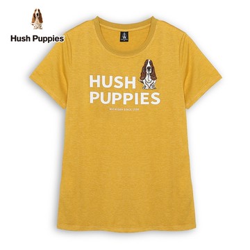 Hush Puppies T恤 女裝素色品牌英文刺繡狗短袖T恤