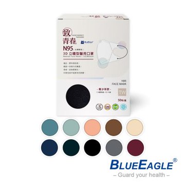【藍鷹牌】N95醫用3D立體口罩 青少年款 50片x5盒