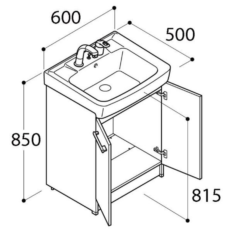 LIXIL オフト 化粧台本体(ゆプラス付) ハイグレード 間口600mm シングルレバー混合水栓 ゴム栓式 扉タイプ  FTV1N-604/〇〇(〇：色番)＋EHP-FTV2-B2 | LINEブランドカタログ