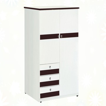 文創集 南亞塑鋼 派翠多彩3尺二門三抽塑鋼衣櫃(六色可選)-89.1x60x176.9cm免組