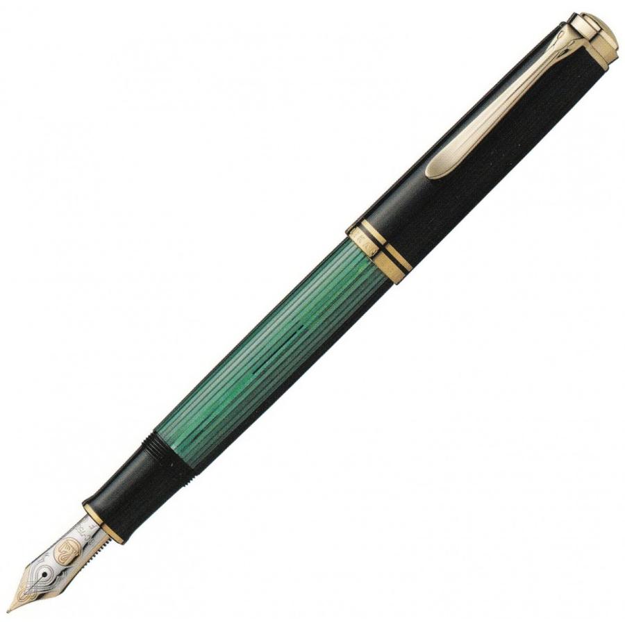 万年筆B）　ペリカン　スーベレーン　M1000　緑縞　万年筆　ペン先B 太字　（ボトルインク付き）　Pelikan
