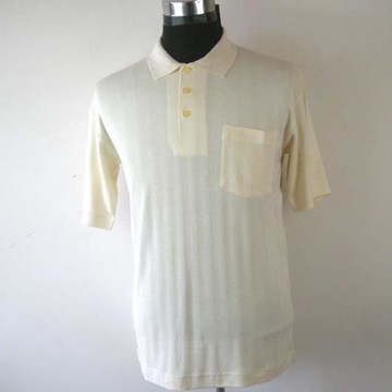 珠地網眼真絲桑蠶絲針織T恤上衣夏短袖夏季男士衫