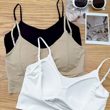 【Fee隔日到貨3色】冰絲美胸細肩小可愛BRA TOP🔥固定杯 美背 吊帶背心 無痕內衣 小背心 美胸 內搭 秋冬穿搭