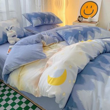 小清新純棉床上用品四件套100床笠全棉彩虹被套床單人三4件套女孩