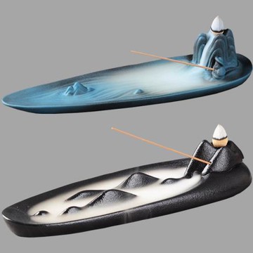 茶寵精品盤擺件創禪意陶瓷靜山水倒流香爐線香座復古現代簡約裝飾