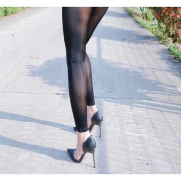 時尚女裝 性感超薄冰絲透視緊身褲健身瑜伽褲油光網紗打底褲長褲