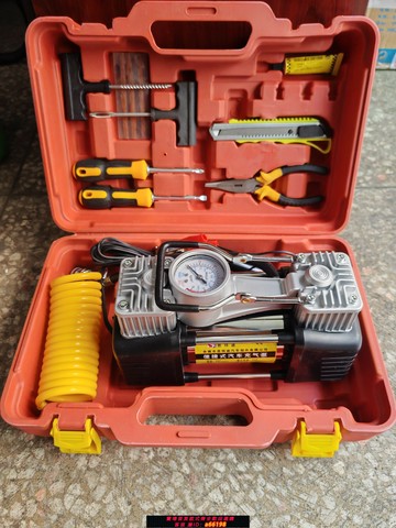 【台灣公司 可開發票】車載充氣泵12V雙缸大功率電動小轎車用便攜式高壓打氣筒工具盒裝