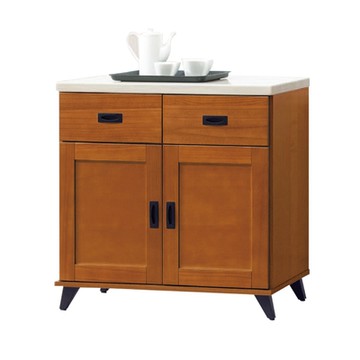 文創集 辛卡 時尚2.7尺雲紋石面餐櫃/收納櫃-81.5x40x80.5cm免組