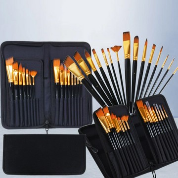 跨境15支油畫筆套裝尼龍畫筆學生手繪水彩水粉畫美術顏料油畫筆刷【益三和】可開發票