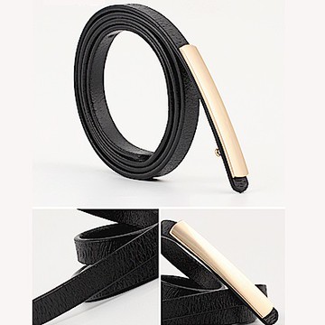 狐狸姬  金長頭真皮細腰帶皮帶(單皮帶)