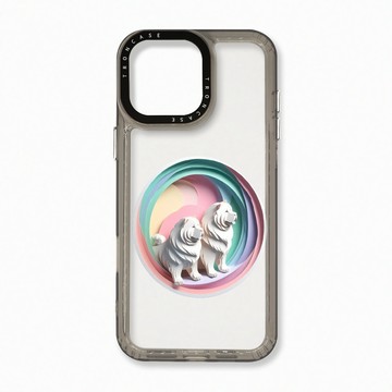 iPhone 16 Pro Max 殼 TRON IPhone 16 Pro Max 可愛紙雕鬆獅犬 太空殼 透黑款 手機殼