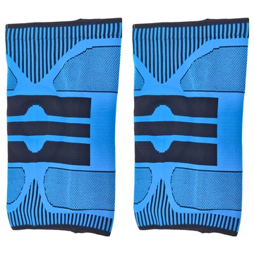 BOER SPORT 舒適針織彈力支撐護膝 矽膠圈升級保護半月板  L  藍色  2個