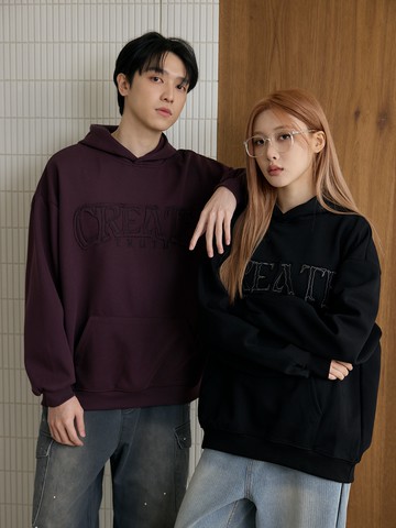 美式潮流印花背圖長帽T