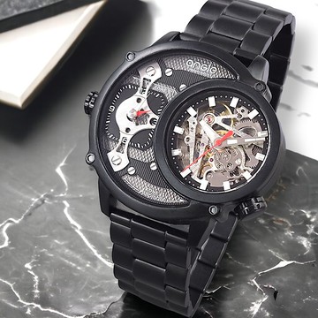 鏤空雙機 鋼帶款 霧砂黑