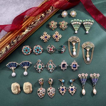 s925銀針復古港風懷舊耳釘女氣質個性巴洛克歐美宮廷耳環百搭耳飾