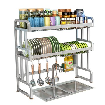 【奧的】304不銹鋼可伸縮水槽瀝水架 廚房收納 碗筷收納架 刀架雙層 WB4Z