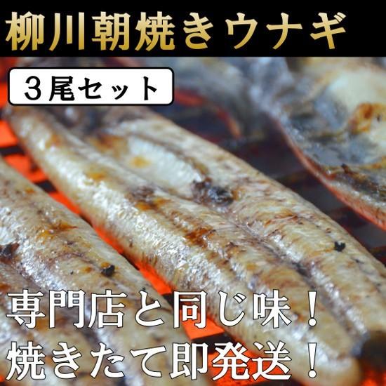 白焼きうなぎ　3尾入(化粧箱・タレ入り・レシピ付き)　国産　柳川から朝焼き直送 冷蔵便