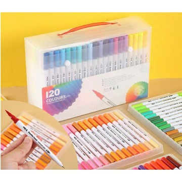 ✨台灣現貨?? 雙頭水性馬克筆 兒童塗鴉 繪畫 重點筆60色 白桿 可水洗軟頭水彩筆  文具 畫重點 多色筆 #丹丹悅生活