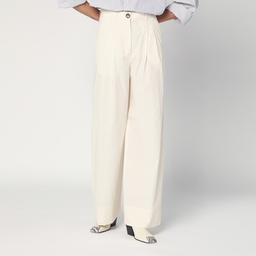 Wide écru trousers in cotton