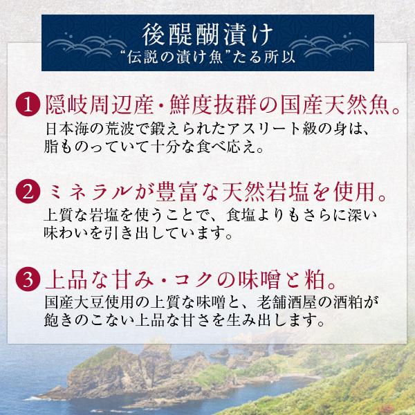 お歳暮 ギフト 隠岐の後醍醐漬け詰合せ（粕漬け 味噌漬け6切れ入） 送料無料（北海道・沖縄を除く）