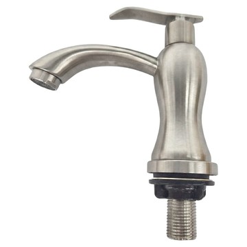 LEADER 麗達 304不鏽鋼 造型立栓龍頭 LBE S201 不鏽鋼原色 380g  孔徑25~35mm  1組