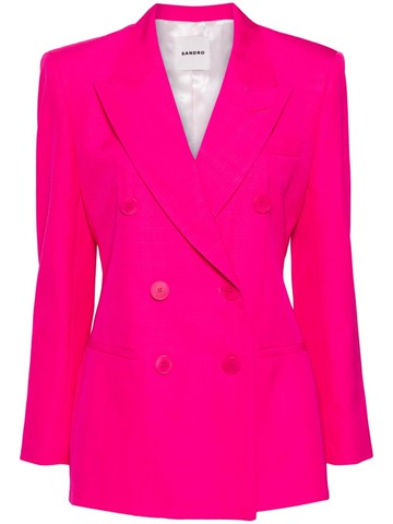 SANDRO - double-breasted cotton blazer - women - Viscose/Cotton/Polyester - 40 - Pink