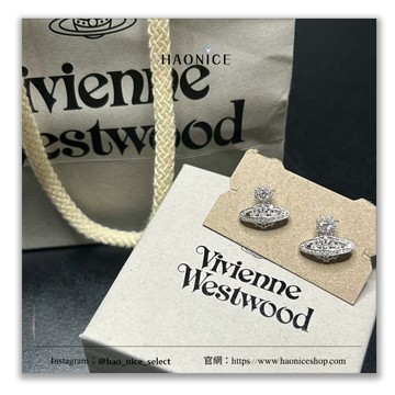 【HAO NICE】送禮首選Vivienne Westwood 西太后️ 土星logo 滿鑽 925純銀 銀飾 耳環 耳釘 情人節 母親節