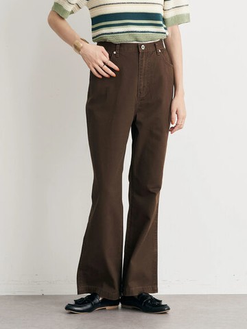 素面喇叭剪裁純棉長褲(1N23L0F0300) - earth music&ecology