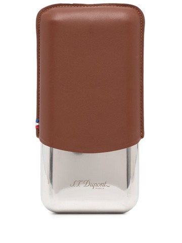 S.T. Dupont - triple cigar case - unisex - Leather/Chrome - One Size - Brown