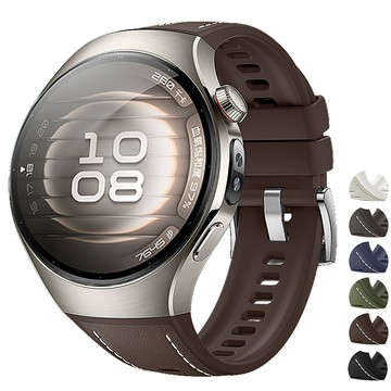 適用於華為手錶 5 42 毫米快速釋放手鍊的皮革矽膠錶帶無間隙軟橡皮筋