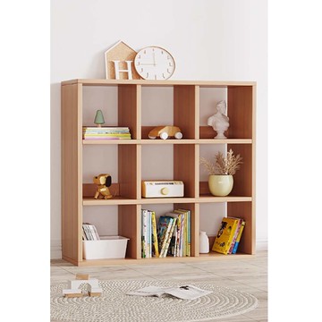 【樂樂】好好放書架 簡約木質兒童學生格子收納櫃 三行三列(自由堆疊 模組化設計 繪本玩具收納展示架 台灣設計)三行三列