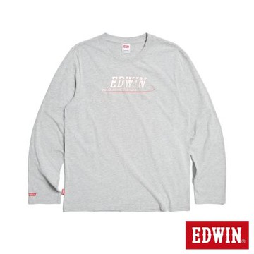 EDWIN 男裝 基本閃色印花長袖T恤-銀灰色