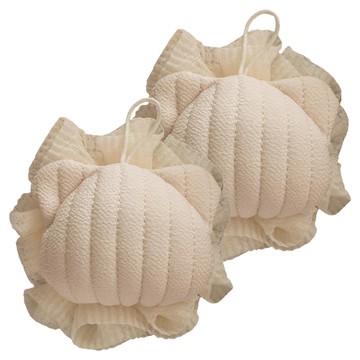 MYU MYU MYU 沐慕家居 親膚搓澡沐浴球 14 x 14cm  小熊 米色  2個  1入
