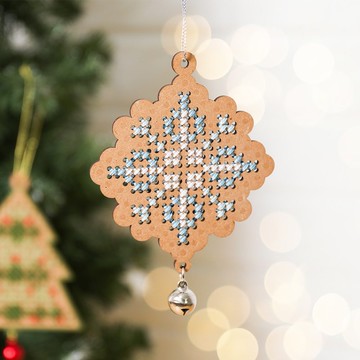 【雪花木片卡】十字繡材料套組 手作耶誕卡片 | XiuCrafts