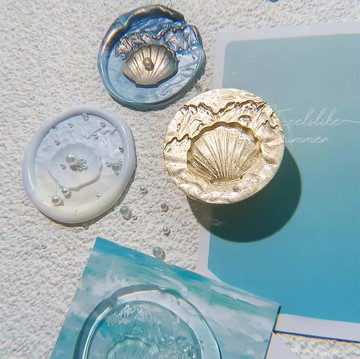 滄海拾貝 火漆封蠟印章 黃銅異形浮雕 DIY手帳素材