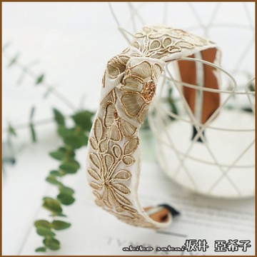 『坂井．亞希子』華貴宮廷風描金刺繡髮箍