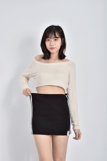 (M) adidas質感兩件式鬆緊腰黑色褲裙