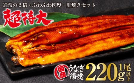 山梨県産富士山脈の地下水うなぎ蒲焼1尾220g以上 100g肝焼きセット うなぎ ウナギ 鰻 蒲焼き 国内産 国産 土用丑の日  グルメ ギフト