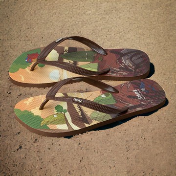 男夾腳拖鞋 床編故事 防滑防水 人字拖 -落日餘暉-