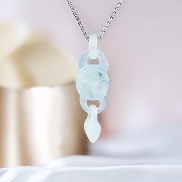 冰飄藍花翡翠吉祥稱心如意吊飾 | 天然緬甸玉翡翠A貨  | 送禮