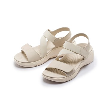 軟實力  運動風彈力織帶厚底涼鞋 米 (253047)