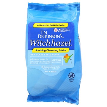 Dickinson Brands, 金縷梅，舒緩清潔布，25 塊可生物降解布