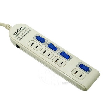唯力 2孔4座4切過載斷電6尺安全延長線 KTC-4248