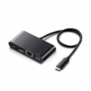 エレコム Type-C ドッキングステーション Cハブ PD対応 (ブラック, HDMI×1 充電用Type-C×1 USB(3.0)×1 LANポート)