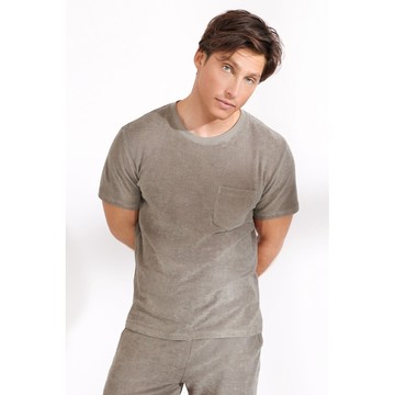 Bread & Boxers Terry T shirt 有機棉毛巾布圓領T - 灰綠