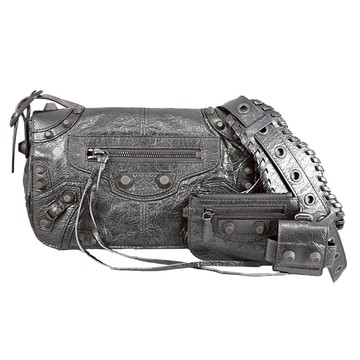 BALENCIAGA 巴黎世家 719082 Le Cagole XS 小羊皮肩斜背包.銀灰-附耳機套+零錢包