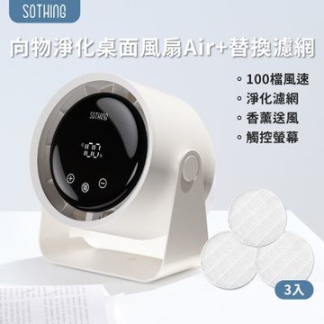 【SOTHING向物】過濾淨化桌面風扇 Air+專用替換濾網(三入) 套裝組  可壁掛電風扇 USB風扇 靜音風扇 高速風扇  小電風扇