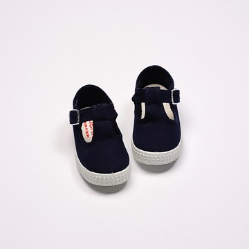 西班牙國民帆布鞋 CIENTA 51000 77 深藍色 經典布料 童鞋 T字款